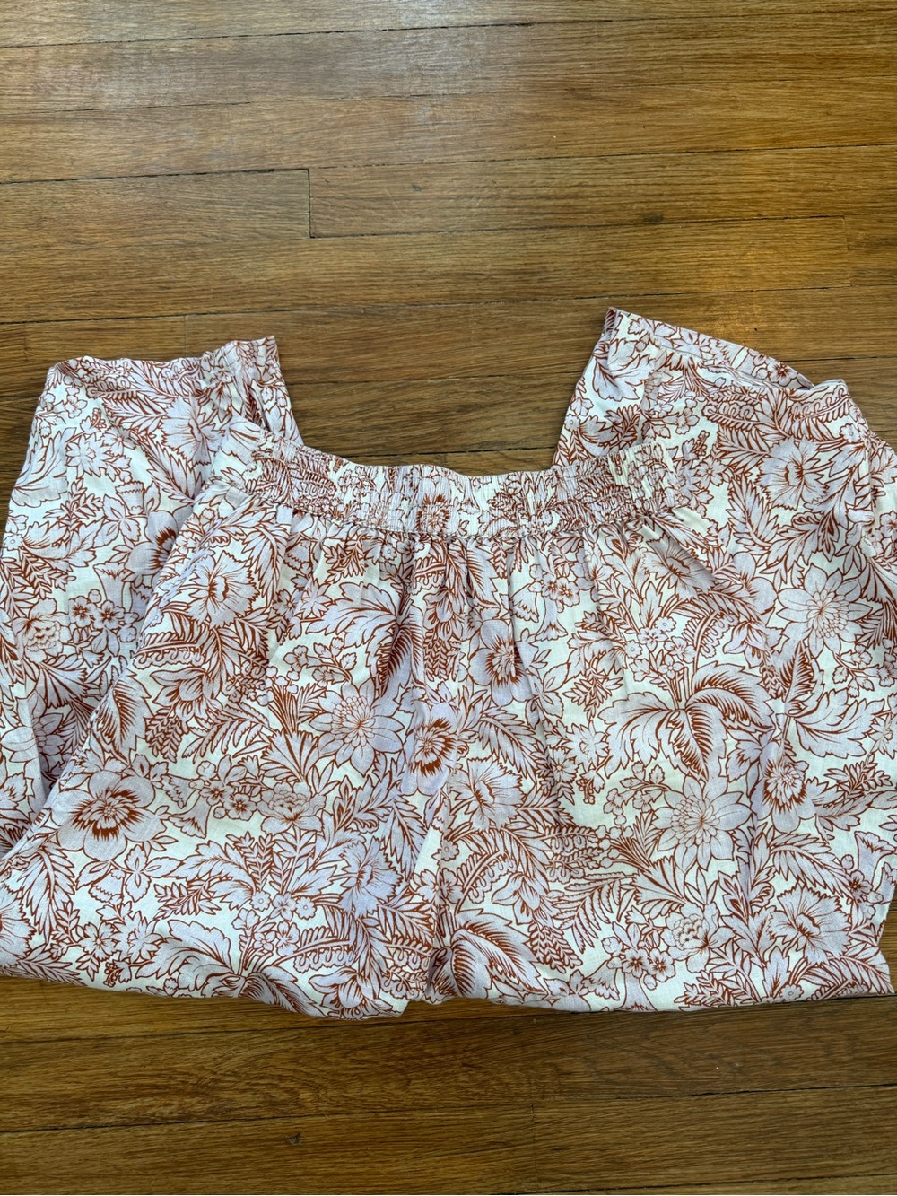 Rachel Zoe 100% Linen Floral Wide-Leg Crop Pants - Picture 5 of 5